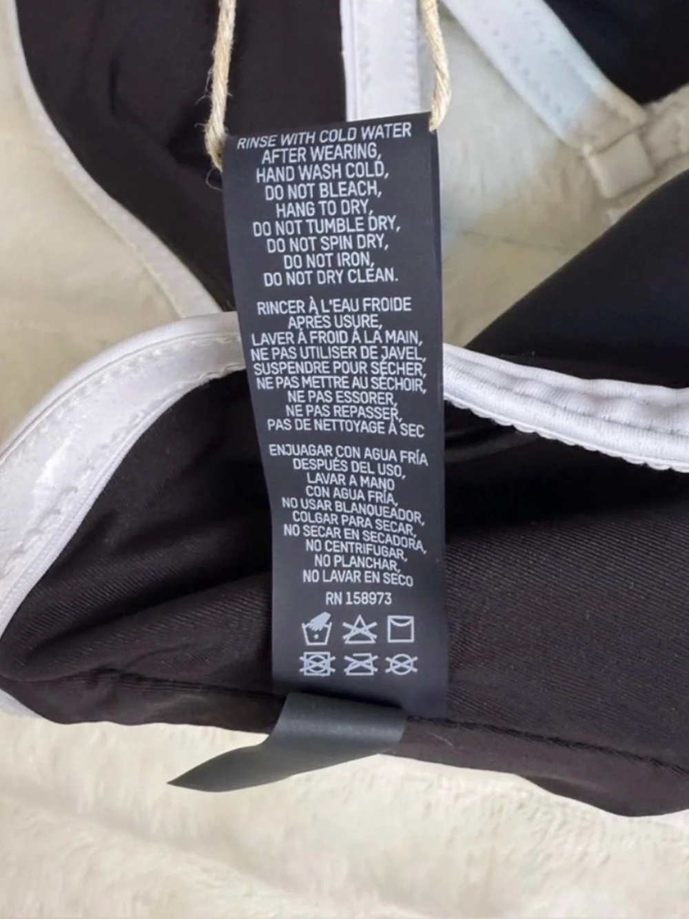 SKIMS Sporty Zip Front Bandeau Bikini Top Onyx White XXS NWT